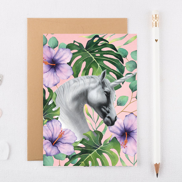 Greeting Card Unicorn Tropics