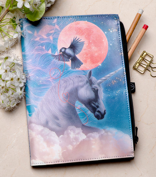 A5 Faux Leather Journal with zipper feature - Unicorn