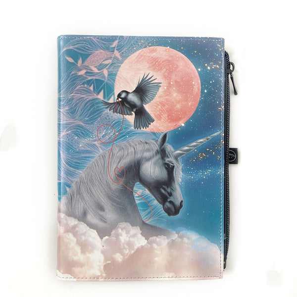 A5 Faux Leather Journal with zipper feature - Unicorn